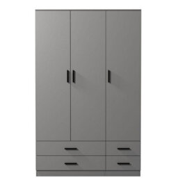 Urbn-Living Urbnliving 180Cm Height Grey 3 Door 4 Drawer Wardrobe Storage Shelf Modern Bedroom Furniture - thumbnail 5