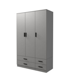 Urbn-Living Urbnliving 180Cm Height Grey 3 Door 4 Drawer Wardrobe Storage Shelf Modern Bedroom Furniture - thumbnail 6