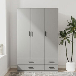 Urbn-Living Urbnliving 180Cm Height Grey 3 Door 4 Drawer Wardrobe Storage Shelf Modern Bedroom Furniture - thumbnail 2