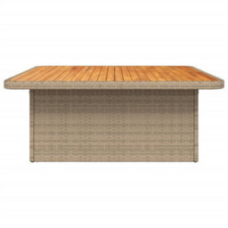 Berkfield Garden Table Beige 110X110X71 Cm Poly Rattan And Acacia Wood - thumbnail 6