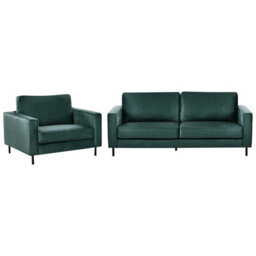 Beliani Living Room Set 4 Seater Savalen Velvet Dark Green - thumbnail 1