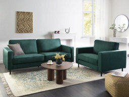 Beliani Living Room Set 4 Seater Savalen Velvet Dark Green - thumbnail 2