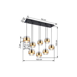Luminosa Lighting Luminosa Milley Cluster Pendant Ceiling Light Matt Black Glass Shade 8X E27 - thumbnail 9