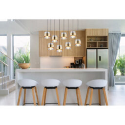 Luminosa Lighting Luminosa Milley Cluster Pendant Ceiling Light Matt Black Glass Shade 8X E27 - thumbnail 6