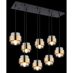 Luminosa Lighting Luminosa Milley Cluster Pendant Ceiling Light Matt Black Glass Shade 8X E27 - thumbnail 5