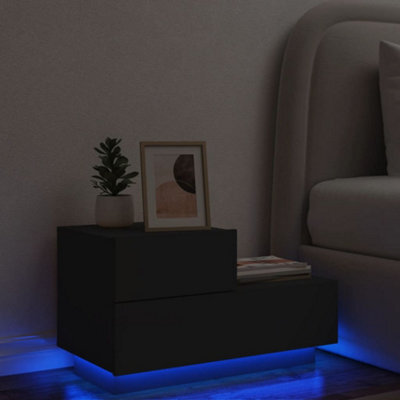 Berkfield Bedside Cabinet With Led Lights Black 70X36X40.5 Cm - image 1