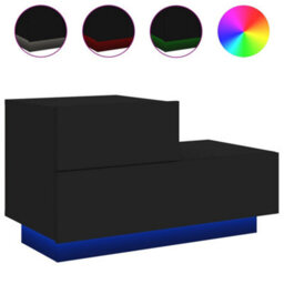 Berkfield Bedside Cabinet With Led Lights Black 70X36X40.5 Cm - thumbnail 2
