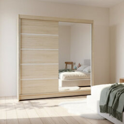 Talin 3 Sliding Wardrobe One Door Mirrored Body Sonoma Front Sonoma With Rgb Led Lights - thumbnail 2