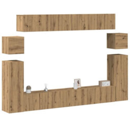 Berkfield 8 Piece Tv Cabinet Set Wall-Mounted Artisan Oak Engineered Wood - thumbnail 1