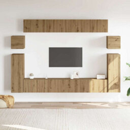 Berkfield 8 Piece Tv Cabinet Set Wall-Mounted Artisan Oak Engineered Wood - thumbnail 3