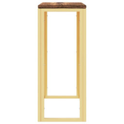 Berkfield Console Table Gold Stainless Steel And Solid Wood Reclaimed - thumbnail 4