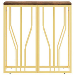 Berkfield Console Table Gold Stainless Steel And Solid Wood Reclaimed - thumbnail 3