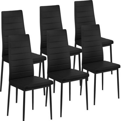 Set Of 6 Dining Chairs Padded Seat High Back Metal Legs Home Furniture - image 1