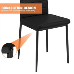Set Of  6 Dining Chairs Padded Seat High Back Metal Legs Home Furniture - thumbnail 7