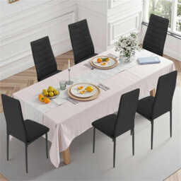 Set Of  6 Dining Chairs Padded Seat High Back Metal Legs Home Furniture - thumbnail 3