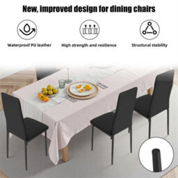 Set Of  6 Dining Chairs Padded Seat High Back Metal Legs Home Furniture - thumbnail 5