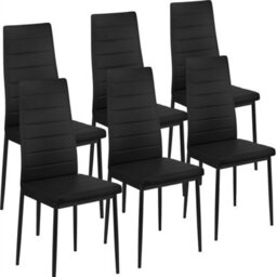 Set Of  6 Dining Chairs Padded Seat High Back Metal Legs Home Furniture - thumbnail 1
