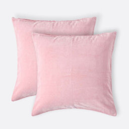 Homescapes Set Of 2 Pink Velvet Cushion Covers, 40 X 40 Cm