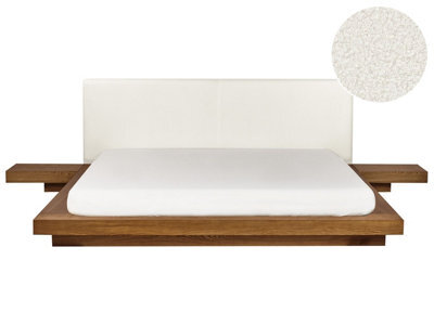 Beliani Bed Boucle Zen 180 X 200 Cm (Eu Super King) Natural Ash Wood - image 1