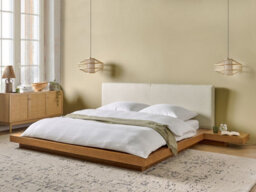 Beliani Bed Boucle Zen 180 X 200 Cm (Eu Super King) Natural Ash Wood - thumbnail 2