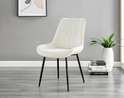 Furniturebox Leonardo 4 Seater Rectangular Glass Dining Table With Silver Metal Legs & 4 Cream Pesaro Velvet Black Leg Chairs - thumbnail 2