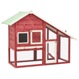Berkfield Rabbit Hutch Red And White 140X63X120 Cm Solid Firwood - thumbnail 1