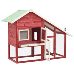 Berkfield Rabbit Hutch Red And White 140X63X120 Cm Solid Firwood - thumbnail 5