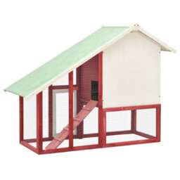Berkfield Rabbit Hutch Red And White 140X63X120 Cm Solid Firwood - thumbnail 4