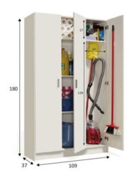 Amos Mann Furniture Tall White 3 Door Utility Universal Storage Cupboard With Doors - thumbnail 2
