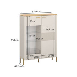 Heze Furniture Ruben 2 Door Diplsay Cabinet - Cashmere / Stone Oak - thumbnail 4