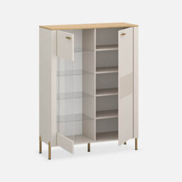 Heze Furniture Ruben 2 Door Diplsay Cabinet - Cashmere / Stone Oak - thumbnail 3
