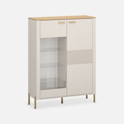 Heze Furniture Ruben 2 Door Diplsay Cabinet - Cashmere / Stone Oak - thumbnail 2