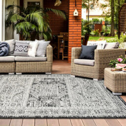 Homeart Outdoor Indoor Rug, Easy Clean, Uv Weather Resistant Rug For Patio, Gardenvintage Black, Cream,80X150Cm - thumbnail 4