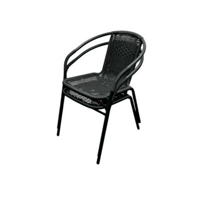 2Pc Black Rattan Outdoor Patio Chairs, Rattan Garden Chairs, Black Rattan Furniture - image 1