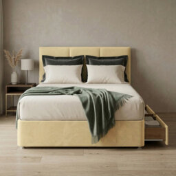 Adore Designs Alton Plush Velvet Divan Bed, Headboard & Mattress - 6Ft Super King - Coffee - 2 Drawers Same Side - thumbnail 1
