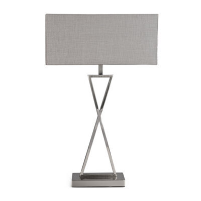 Lighting Supermarket Large X Style Modern Rectangle Statement Table Lamp With Grey Shade - Silver - image 1