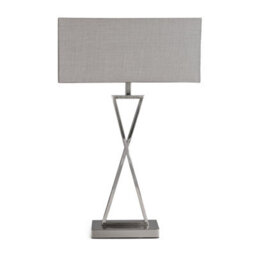 Lighting Supermarket Large X Style Modern Rectangle Statement Table Lamp With Grey Shade - Silver - thumbnail 1