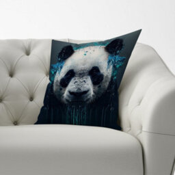 Warren Reed Designer Panda Face Splashart Dark Background Cushions 60Cm X 60Cm - thumbnail 2