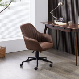 Boucle Fabric Padded Armchair, Mid-Back Swivel Vanity Chair, Max Load 150Kgs - White - thumbnail 2