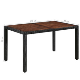 Berkfield 7 Piece Outdoor Dining Set Poly Rattan And Acacia Wood Black - thumbnail 6