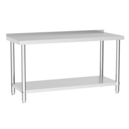 Living And Home 2 Tier Commercial Stainless Steel Kitchen Prep And Work Table Catering Table With Backsplash 150Cm - thumbnail 4
