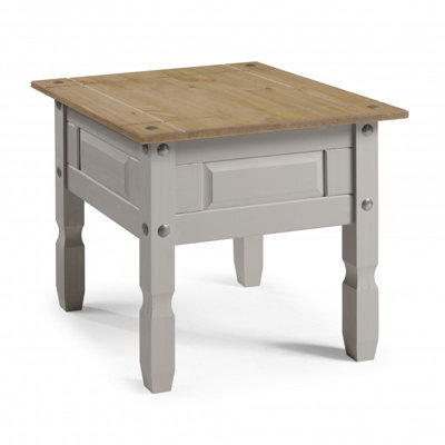 Mercers Furniture Corona Grey Wax Lamp Table Small Coffee Side Unit Solid Wood Pine Wooden With Mexican Styling - image 1