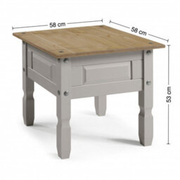 Mercers Furniture Corona Grey Wax Lamp Table Small Coffee Side Unit Solid Wood Pine Wooden With Mexican Styling - thumbnail 4