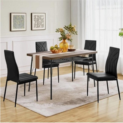 Dining Chairs Set Of 4 Faux Leather Kitchen Chairs With Petal Accented Back - image 1