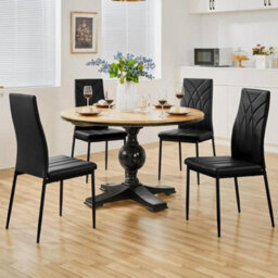 Dining Chairs Set Of 4 Faux Leather Kitchen Chairs With Petal Accented Back - thumbnail 2