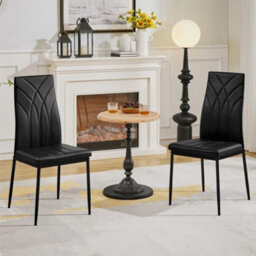 Dining Chairs Set Of 4 Faux Leather Kitchen Chairs With Petal Accented Back - thumbnail 3