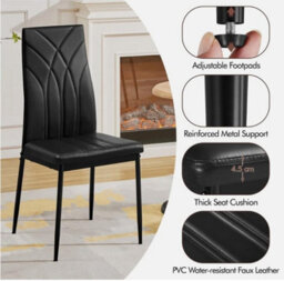 Dining Chairs Set Of 4 Faux Leather Kitchen Chairs With Petal Accented Back - thumbnail 4