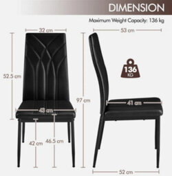 Dining Chairs Set Of 4 Faux Leather Kitchen Chairs With Petal Accented Back - thumbnail 5
