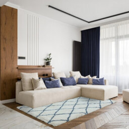 Alto Al03 Cream Geometric Modern Luxurious Shaggy Stain-Resistant Rug For Bedroom Living & Dining Room-80Cm X 150Cm - thumbnail 1