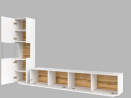 "Arte Ava 09 Modern Entertainment Unit For Tvs Up To 75"" - White Matt & Oak Wotan - W1800mm X H300mm X D350mm" - thumbnail 5